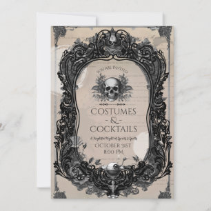 Gothic Skull Roses Erwachsenenkostüm Cocktailparty Einladung