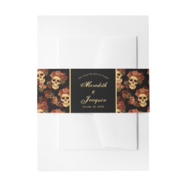 Gothic Skull Rote Rose Black Halloween Hochzeit Einladungsbanderole