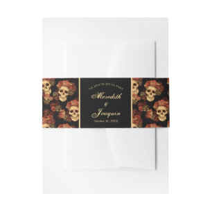 Gothic Skull Rote Rose Black Halloween Hochzeit Einladungsbanderole