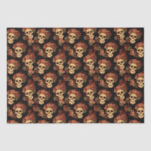 Gothic Skull Rote Rose Black Halloween Muster