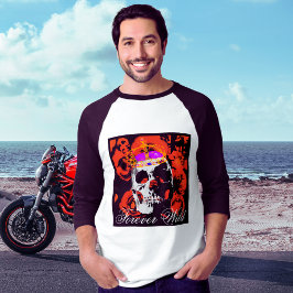 Gothic Skull Rote Rosen Baseball T-Shirt