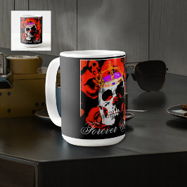 Gothic Skull-Rote Rosen Kaffeekochen Tasse