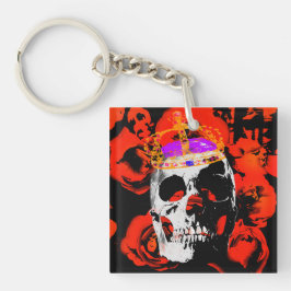 Gothic Skull-Rote Rosen Schlüsselanhänger