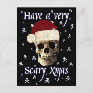 Gothic Skull Scary Christmas Quirky Xmas Hat Funny Postkarte
