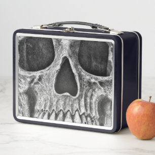 Gothic Skull Schwarz und Weiß Beängstigenden Coo Metall Brotdose