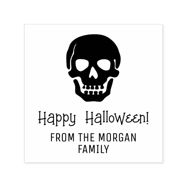 Gothic Skull Silhouette Happy Halloween Name Permastempel (Design)