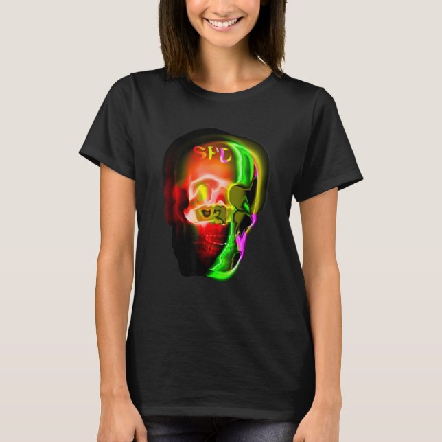 Gothic Skull Skeleton Abstract Art T-Shirt (Vorderseite)