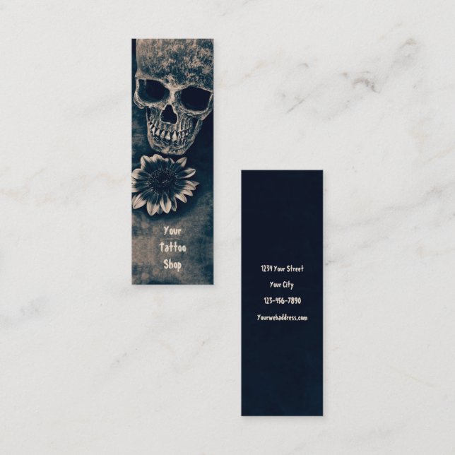 Gothic Skull Sonnenblume Vintag Dark Academia Mini Visitenkarte (Vorne/Hinten)