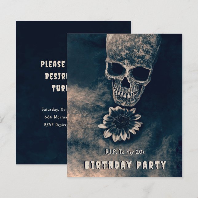 Gothic Skull Sonnenblumen RIP zu ihrem 20er-Budget (Vorne/Hinten)