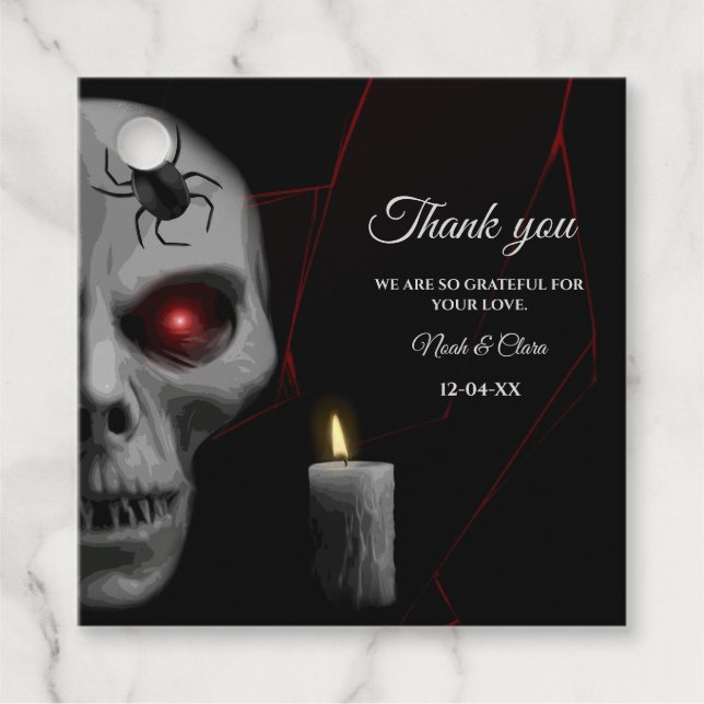 Gothic Skull Spider Candle - Dark Moody Halloween Geschenkanhänger (Vorderseite)