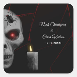 Gothic Skull Spider Candle - Dark Moody Halloween Quadratischer Aufkleber