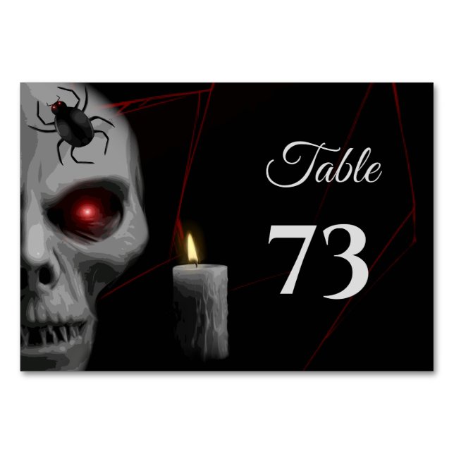 Gothic Skull Spider Candle - Dark Moody Halloween Tischnummer (Vorderseite)