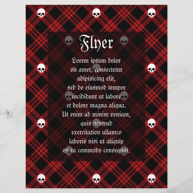 Gothic Skull Tartan Kariert Flyer (Vorne)