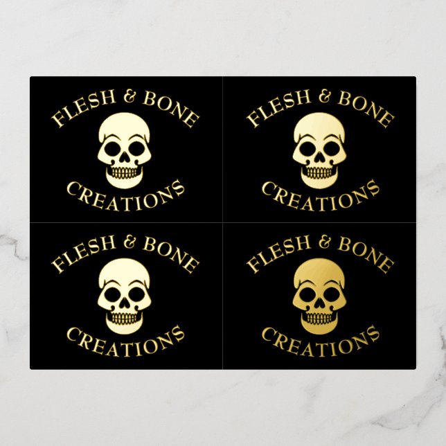 Gothic Skull Tattoo Artist Foil Business Cards Folie Einladungspostkarte (Vorderseite)
