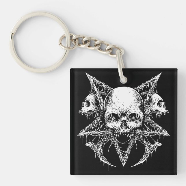 Gothic Skull Trio Schlüsselanhänger (Vorderseite)