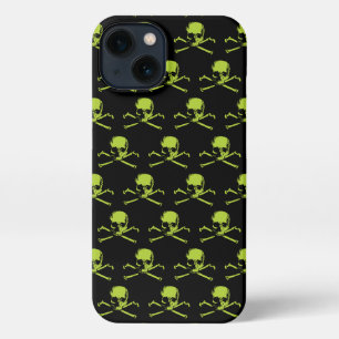 Gothic Skull und Crossbones Muster grün iPhone Hülle