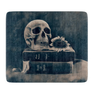 Gothic Skull Vintage alte Bücher Cyanotyp Macabre Schneidebrett