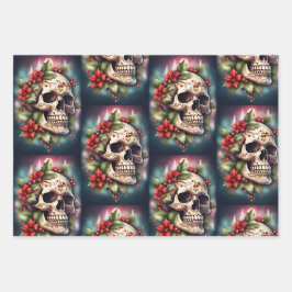 Gothic Skull Weihnachtswrapping Paper Geschenkpapier Set