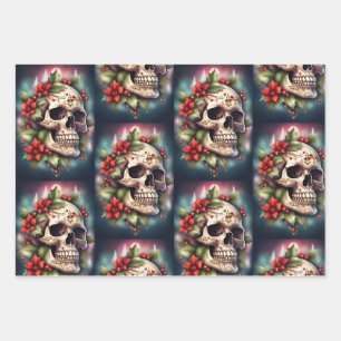 Gothic Skull Weihnachtswrapping Paper Geschenkpapier Set
