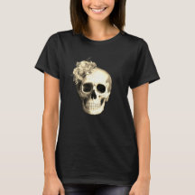 Gothic Skull White Roses Black