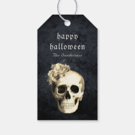 Gothic Skull White Roses Halloween Personalisiert Geschenkanhänger