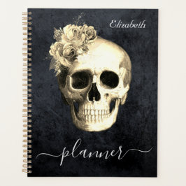 Gothic Skull White Roses Personalisierter Planer