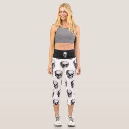 Gothic-Skull-Wiederholdruck Capri Leggings