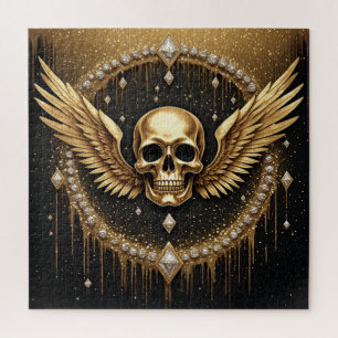 💎 Gothic Skull Wings Logo Für Alternative Geschen