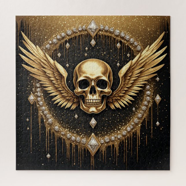 💎 Gothic Skull Wings Logo Für Alternative Geschen (Vertikal)