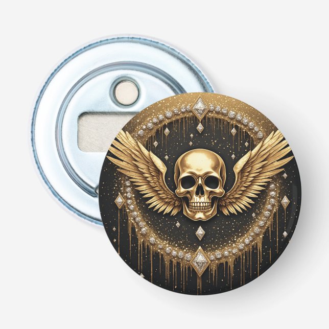 💎 Gothic Skull Wings Logo Für Alternative Geschen Flaschenöffner (Vorderseite)