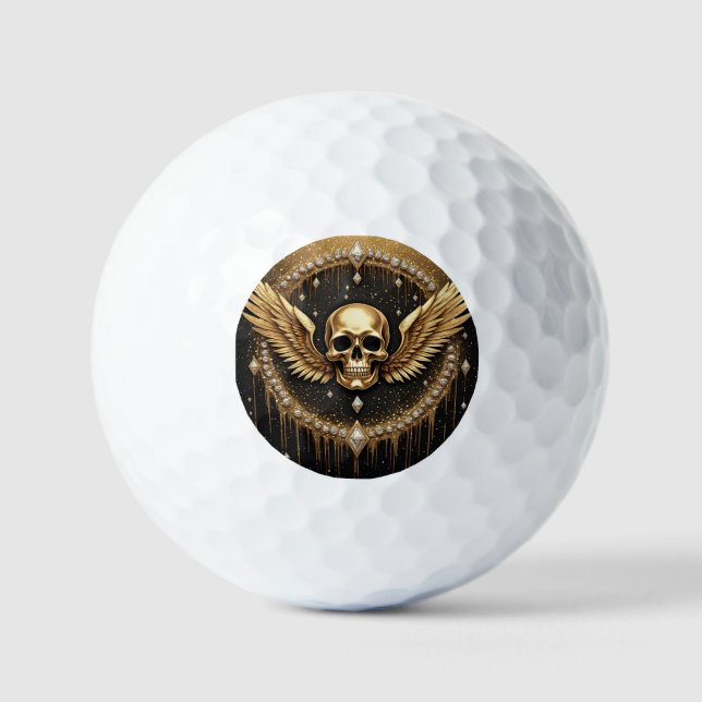 💎 Gothic Skull Wings Logo Für Alternative Geschen Golfball (Vorderseite)