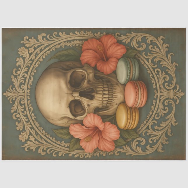 Gothic Skull With Macarons Decoupage Seidenpapier (Vorderseite)