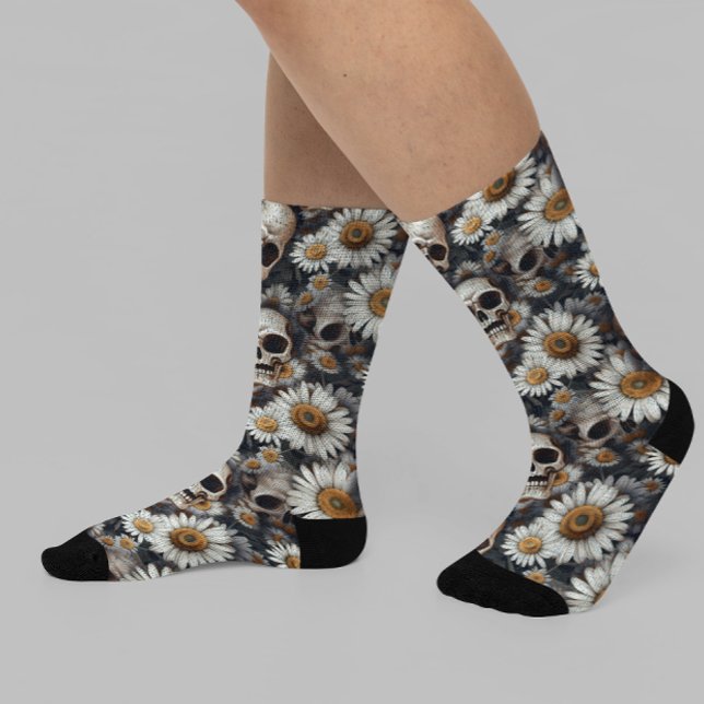 Gothic Skulls Daisy Blume Muster Socken (Von Creator hochgeladen)
