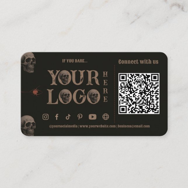 Gothic Skulls Dark Halloween Ticket Business Cards (Vorderseite)