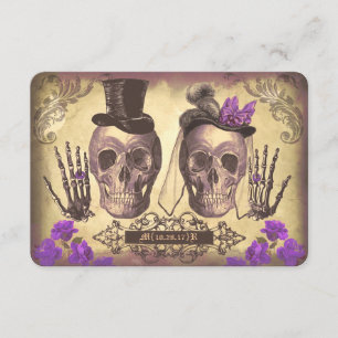 Gothic Skulls Day of the Dead Wedding RSVP cards Karte