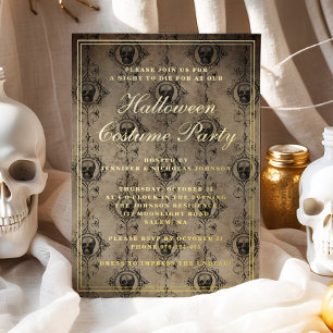 Gothic Skulls Halloween Costume Party Folieneinladung