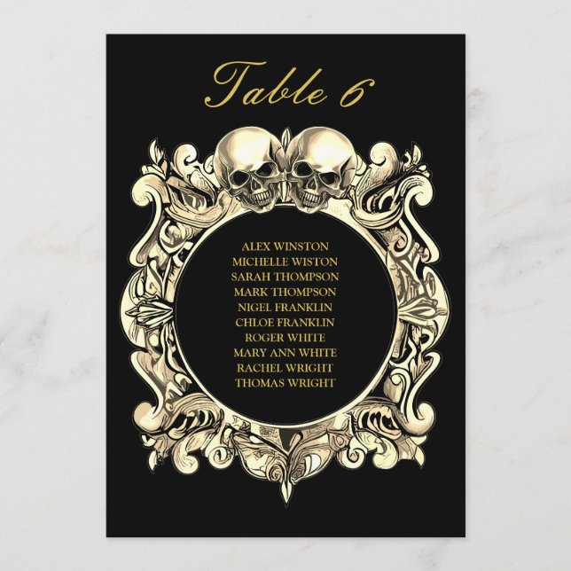 Gothic Skulls Hochzeitsplanung Tischnummer (Vorderseite)