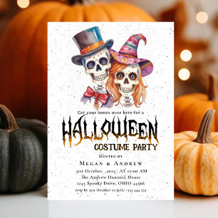 Gothic Skulls in Hats Halloween Party Einladung