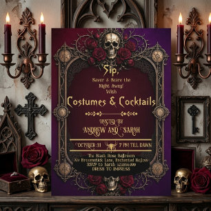 Gothic Skulls Kostüme & Cocktails Crimson Rosen  Einladung