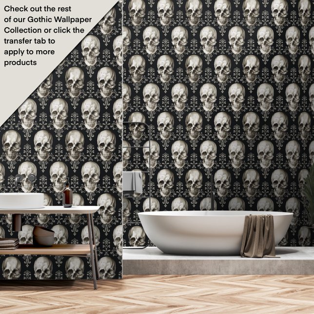 Gothic Skulls mit Damask Muster Tapete (Von Creator hochgeladen)