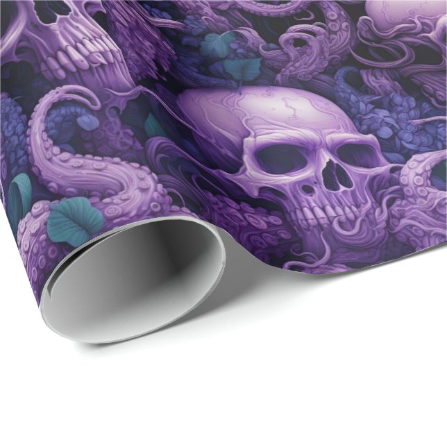Gothic Skulls Octopus Steampunk Ocean Geschenkpapier (Rolleneckpunkt)