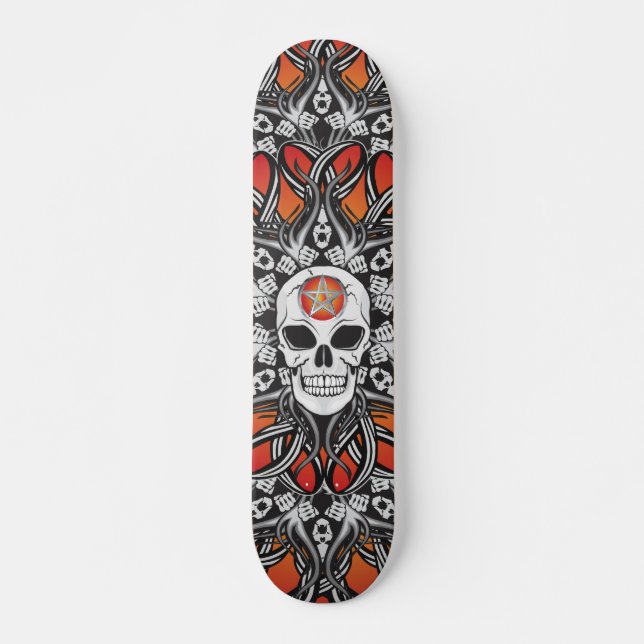 Gothic Skulls - Orange Skateboard (Vorne)