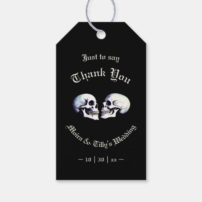Gothic Skulls Personalisierte gotische Gastgeschen Geschenkanhänger (Vorderseite)