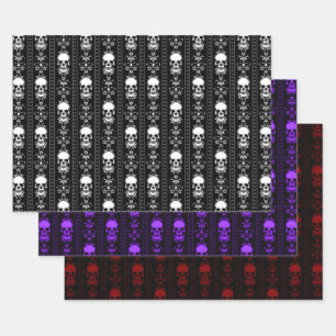 Gothic Skulls & Stripes Collection Geschenkpapier Set