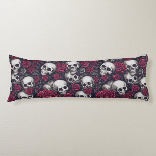 Gothic Skulls und Rote Rosen Seitenschläferkissen