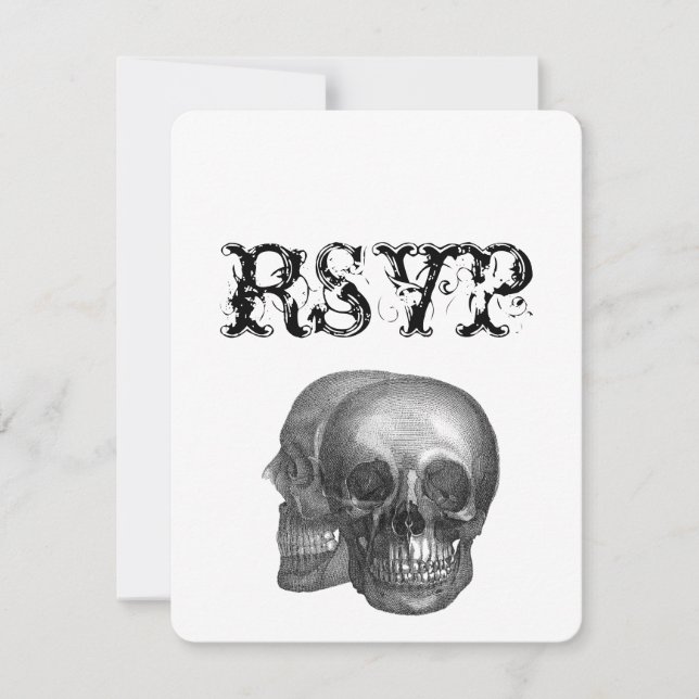 Gothic Skulls Wedding RSVP Karte (Vorderseite)