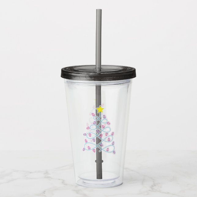 Gothic Skulls Weihnachtsbaum Acrylic Tumbler Acryltrinkbecher (Vorderseite)