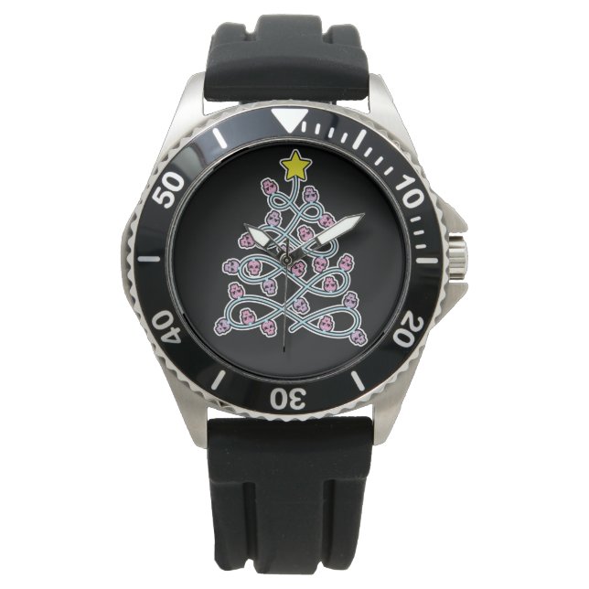 Gothic Skulls Weihnachtsbaum Watch Armbanduhr (Vorderseite)
