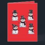 Gothic Snowman Karte<br><div class="desc">Cute Gothic Snowmen on a Red Background</div>
