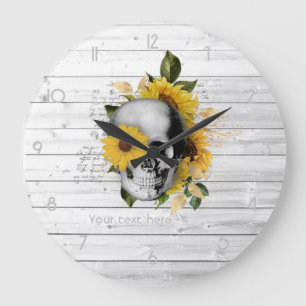 Gothic Sonnenblumen Skelett Große Uhr